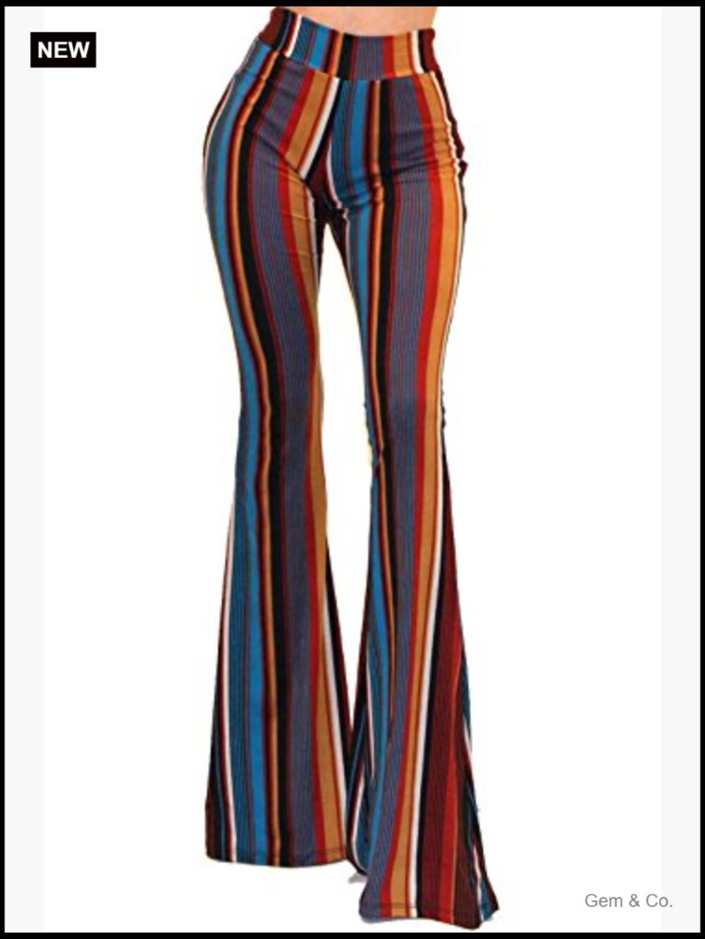 Boho Bell Bottom Flare Pants High Rise Stretchy Palazzo - Picture 2 of 4